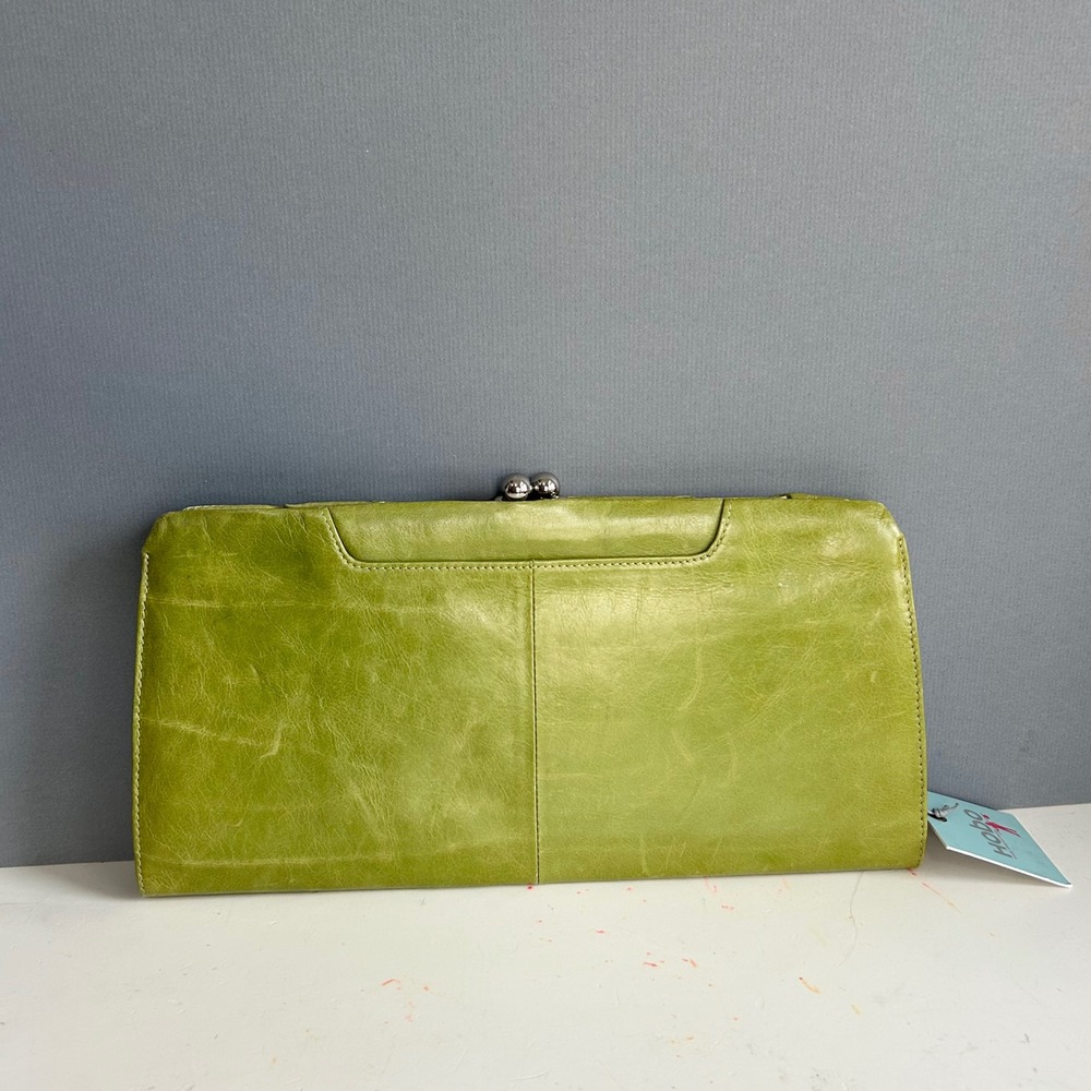 HOBO International Alena Clutch Handbag Lime Green Kiss Lock NWT Artsy Retro Mod - Picture 2 of 8